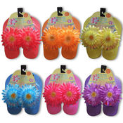 Girls Flip Flops with Flower Clips- Solid Colors