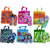 Ladies Printed Flip Flop with Matching Tote Bag