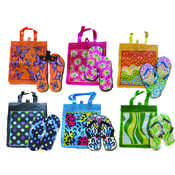 Girls Printed Flip Flop with Matching Tote Bag