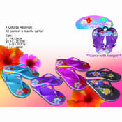 Ladies Comfort High Wedge Flip Flops Floral Patterns