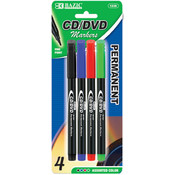 BAZIC Asst. Color CD/DVD Permanent Marker (4/Pack)