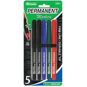 BAZIC Fine Tip Permanent Markers w/ Cushion Grip