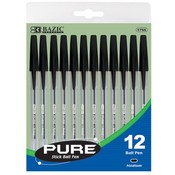 BAZIC Black Stick Pen (12/Pack)
