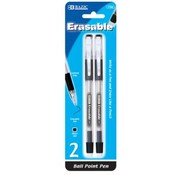 Bazic Black Erasable Pen (2/Pack)