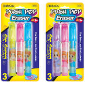 BAZIC Fancy Push-Pop Pencil Eraser w/ Stamp Top