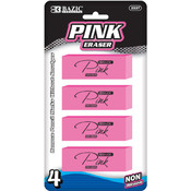 BAZIC Pink Bevel Eraser (4/Pack)