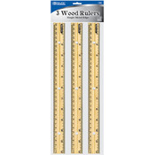 Bazic 12" (30cm) Wooden Ruler (3/Pack)