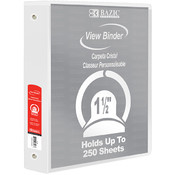 Bazic 1.5" White 3-Ring View Binder w/ 2-Pockets