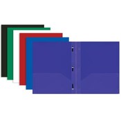 BAZIC Solid Color 2-Pockets Poly Portfolio w/ 3 Pr