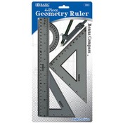 BAZIC Geometry Ruler Combination Sets w/ Compass