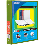 BAZIC 1" Lime Green 3-Ring View Binder w/ 2-Pocket