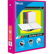 BAZIC 1" Fuschia 3-Ring View Binder w/ 2-Pockets