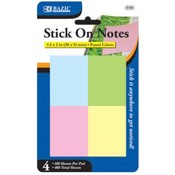 BAZIC 100 Ct. 1.5" X 2" Stick On Note (4/Pack)