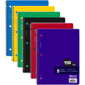 BAZIC C/R 150 Ct. 5-Subject Spiral Notebook