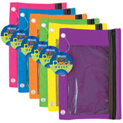 BAZIC Bright Color 3-Ring Pencil Pouch-Mesh Window