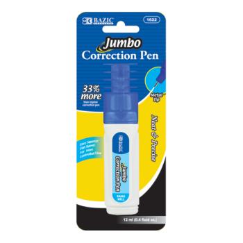 Wholesale BAZIC 12ml Metal Tip Jumbo Correction Pen(144x$0.95)