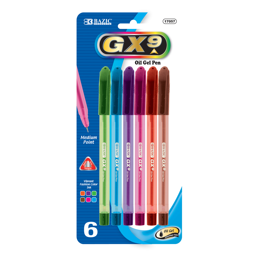 Wholesale BAZIC GX9 Triangle OilGel Ink Pen 6 Color DollarDays