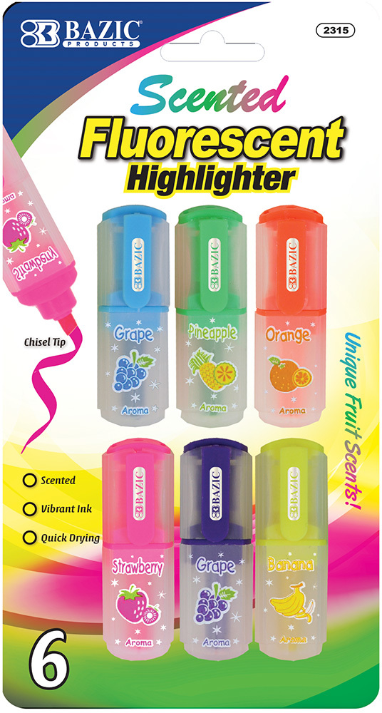 Wholesale Bazic Fruit Scented Mini Highlighters (6 / Pack)(24xalt=