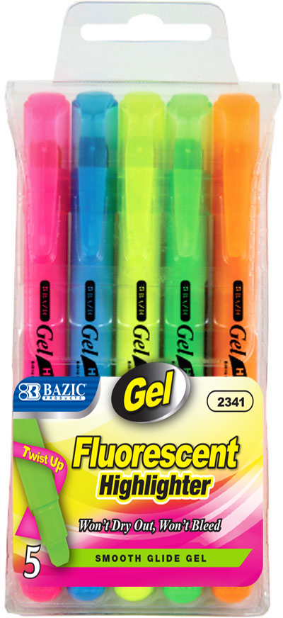 Wholesale Bazic 5 Fluorescent Gel Highlighter(12x.40)