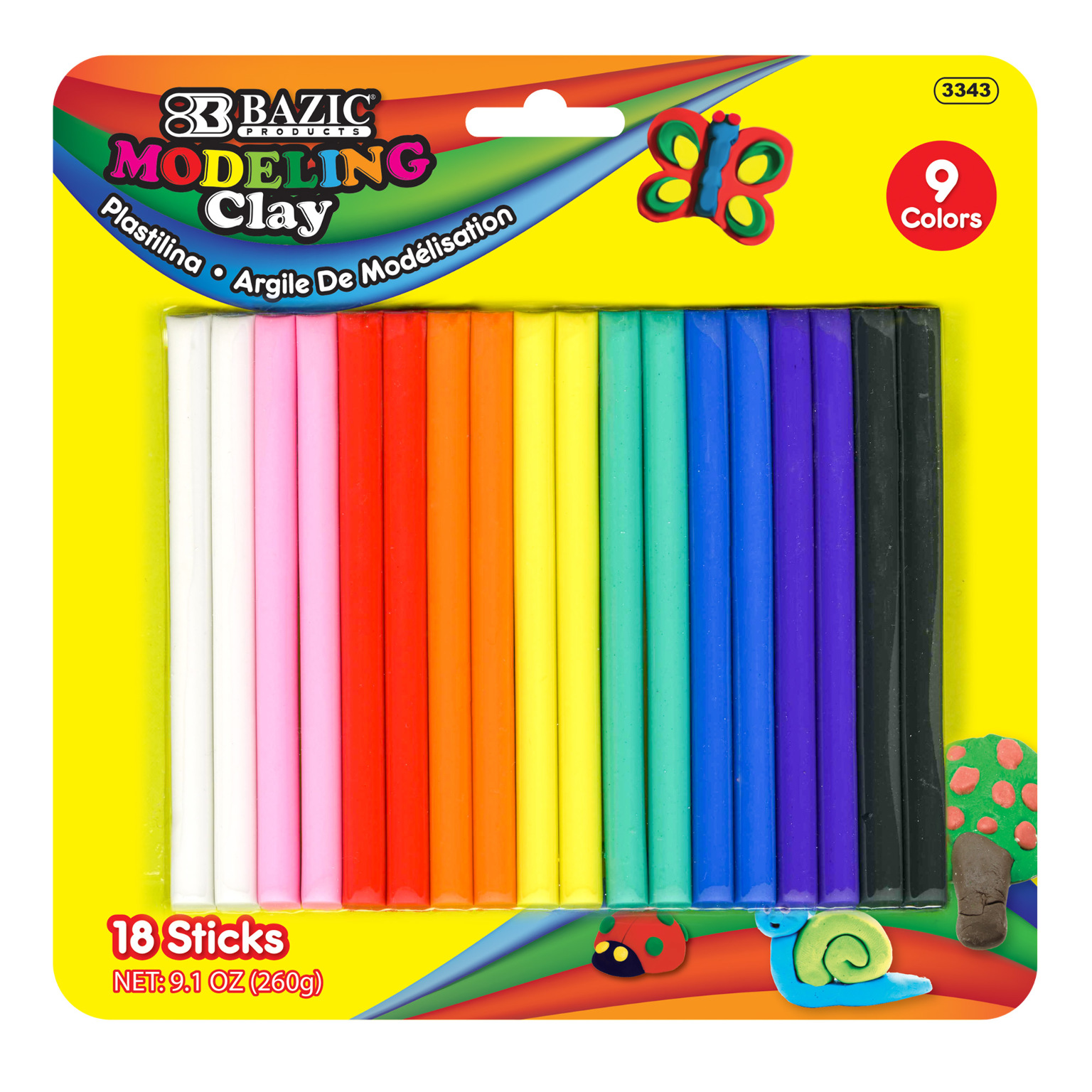 Wholesale 9 Colors 260g Modeling Clay Sticks (SKU 2286579) DollarDays