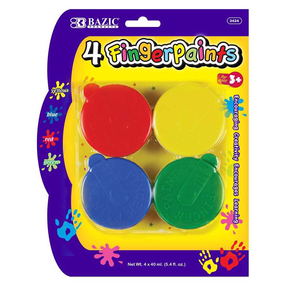 Wholesale Bazic Assorted Color 40ML Finger Paint (4 / Pack)(24x.22)