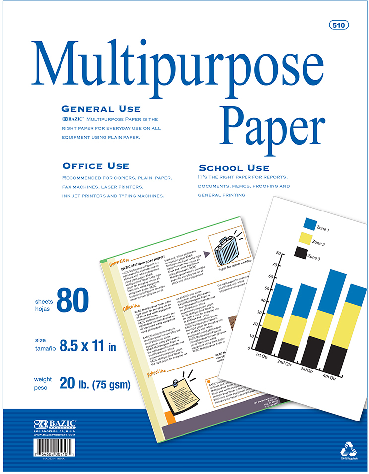 Wholesale Bazic 80 Count White Multipurpose Paper(50x.16)