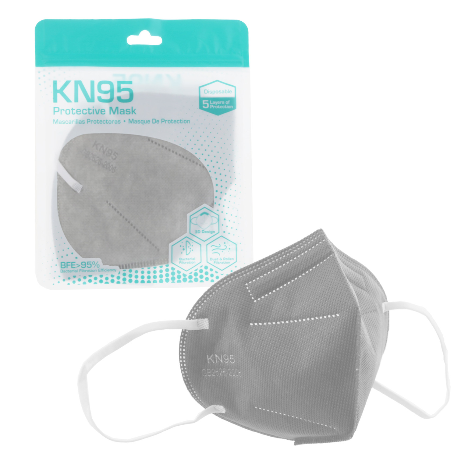 Wholesale KN95 Respirator Mask (1/Pack) Gray DollarDays