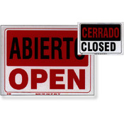 9" X 12" Abierto Sign w/ Cerrado Sign on Back