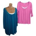 Women's Plus 3/4 Sleeves Deep Scoop Neckline Top