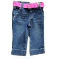 Girls Belted Capri Pants With Embroidery