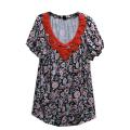 Women's Plus Size Short Sleeve Printed Pullover
