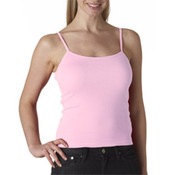 Bella Ladies 1x1 Rib Spaghetti-Strap Tank Top Pink