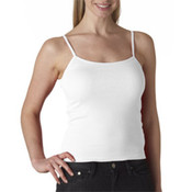 Bella Ladies 1x1 Rib Spaghetti-Strap Tank Top Whit
