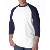 Anvil Mens White/Navy 3/4 Sleeve Baseball Tee Large Wholesale Bulk