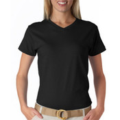 Anvil Ladies' V-Neck Tee Shirt Black XL