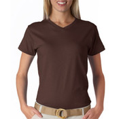 Anvil Ladies' V-Neck Tee Shirt Chocolate XL