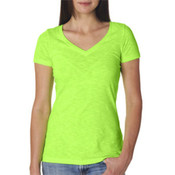 Next Level Womens Neon Green V-neck Shirt Small Wholesale Bulk