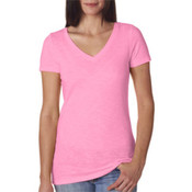 Next Level Womens Neon Pink V-neck Shirt Small Wholesale Bulk