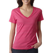 Anvil Womens Pink/Hot Pink Striped Tee Extra Extra Large Wholesale Bulk