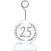 Silver Glittered "25" Photo/Balloon Holder