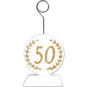 Gold Glittered "50" Photo/Balloon Holder