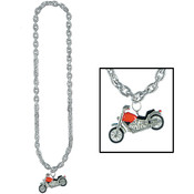 Silver Chain Beads w/Chopper Medallion Wholesale Bulk
