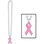 Beads w/Pink Ribbon Medallion