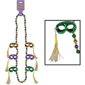 Mardi Gras Mask w/Tassel Beads
