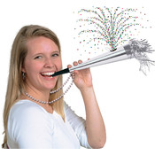 Beads w/Confetti Horn - Silver Wholesale Bulk