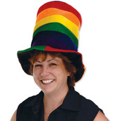 Plush Rainbow Stovepipe Hat