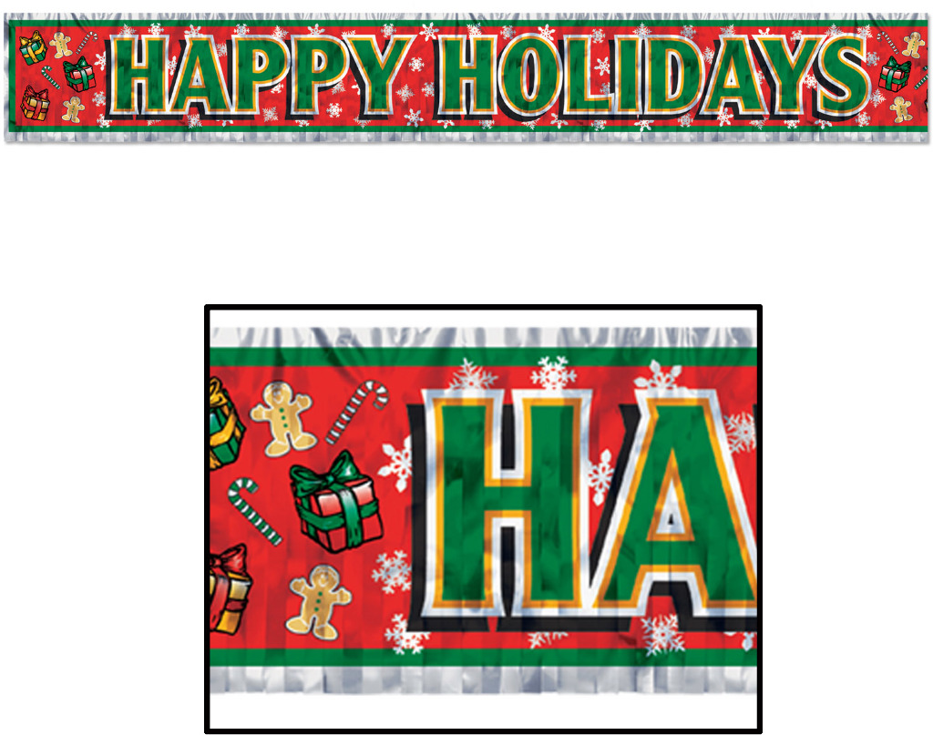 Wholesale Metallic Happy Holidays Fringe Banner(24x.45)