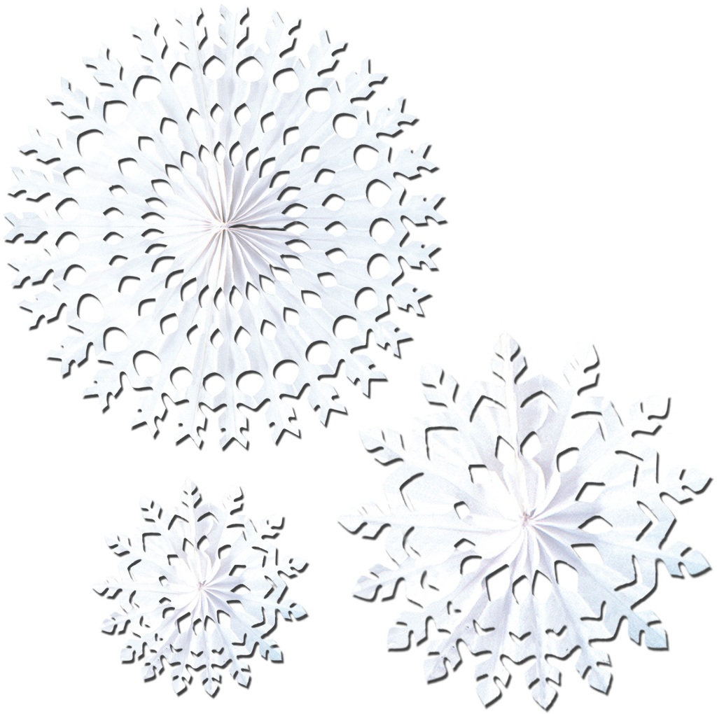 Wholesale White Tissue Snowflakes - Assorted Designs #W7782(24x.45)