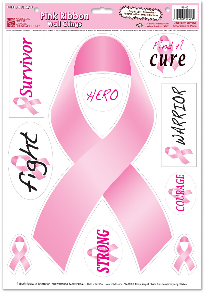 Wholesale Pink Ribbon / Find a Cure Peel 'N Place(24x.43)