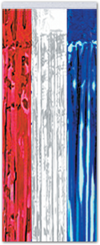 Wholesale 1-Ply FR Gleam 'N Curtain - Red, White, Blue(6x.45)